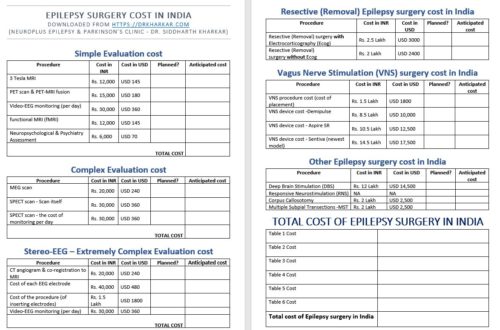 Sheet for calculating Epilepsy surgery cost in India (click to download)